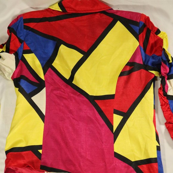 vtg MISHCA Multicolor Geometric Pattern Zip up Jacket Sz MEDIUM - Picture 9 of 13